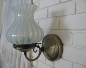 Vintage Fenton French Opalescent Swirl Lampshade and Wall Mount Lamp