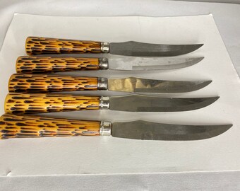 Set of 5 Vintage Bakelite Handled Steak Knives Sheffield England