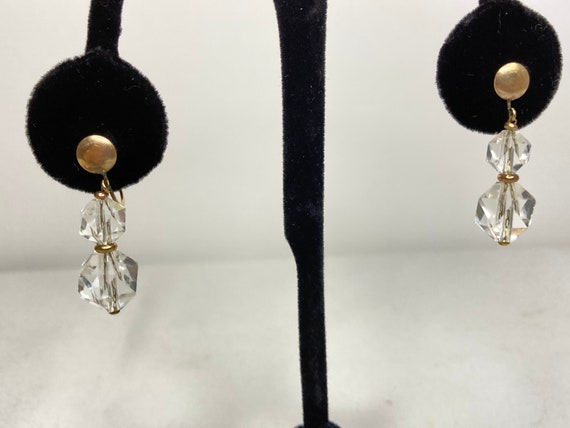Vintage Rock Crystal Earrings on Gold Screw Backs - image 1
