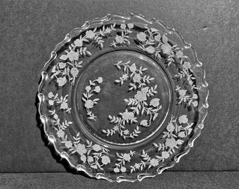 2 Fostoria Bouquet Etch on Century Plates Salad & Dinner