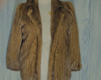 Vintage Brown Corded Mink Coat size 8-10