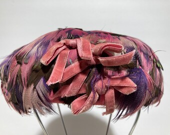 Pink & Purple Feather Hat Newly Restored