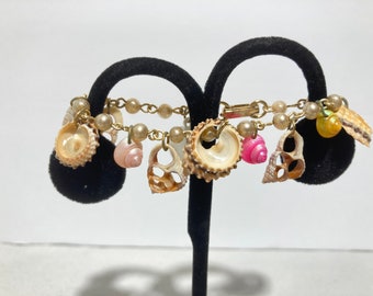 Vintage Girl's Souvenir Shell Charm Bracelet from Galveston, Texas