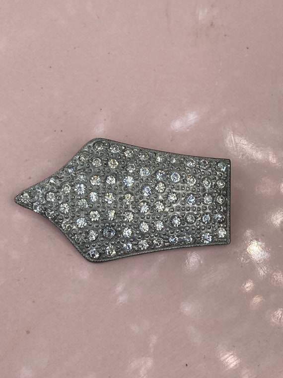 Super Sparkly 1920's-30's Art Deco Shield Shape Rh