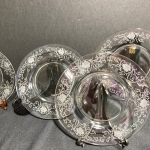 Set of 6 Fostoria Woodland Etch no. 264 on Salad Plates #1897 &#39; 1922-28