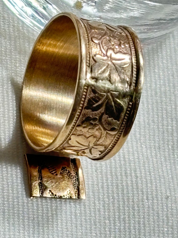 Victorian Rose Gold Cigar Band Ring size 5 1/2 wi… - image 6