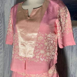 Vintage Pink & Peach Silk ? pant Suit Hi-waist size 30&#39;&#39;