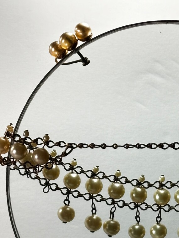 Antique Pearl Drop Fringe Collar Necklace & Earri… - image 6