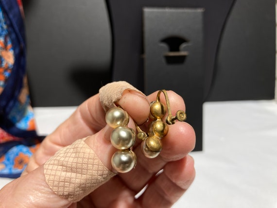 Antique Pearl Drop Fringe Collar Necklace & Earri… - image 4