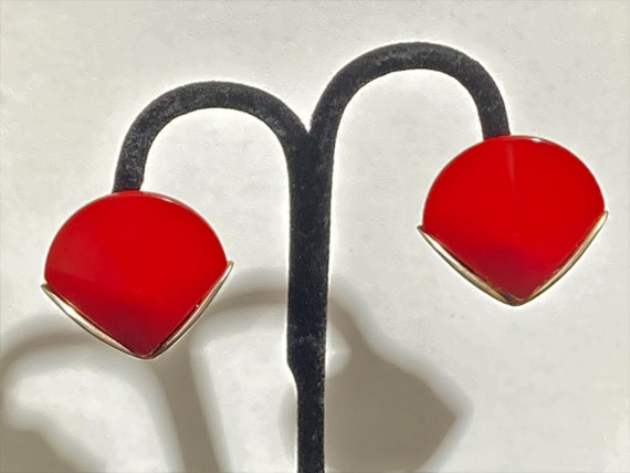 Cherry Bakelite Clip On Earrings - image 1