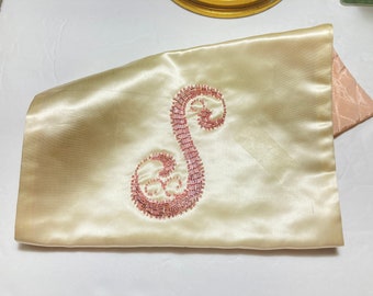 Ivory Satin Lingerie Bag '' S'' Monogram