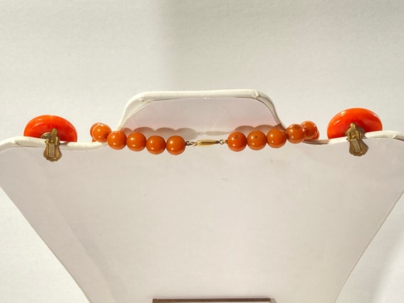 Vintage Pumpkin/Butterscotch Bakelite Necklace & … - image 4