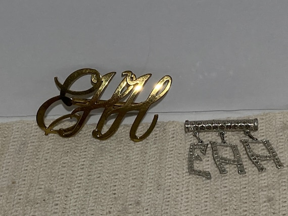 2 Movable Letter Brooches 3 Initials E H H 1920's… - image 9