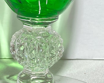 Cambridge Aurora #1066 Green & Leaded Optic Glass Water Glass