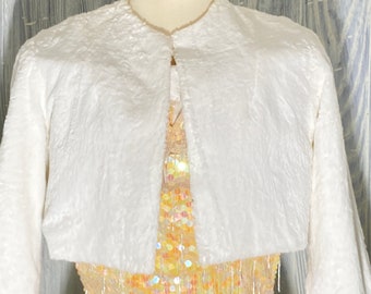 Vintage White Faux Fur Reversible Evening Jacket size S