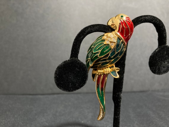 Swarowski Parrot Brooch marked S.A.L. - image 1