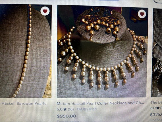 Antique Pearl Drop Fringe Collar Necklace & Earri… - image 7
