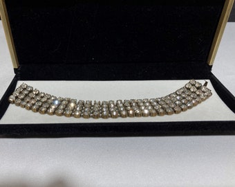 Antique Marked Czechoslovakia Bracelet with 112 Lead Crystal 5mm Rhinestones
