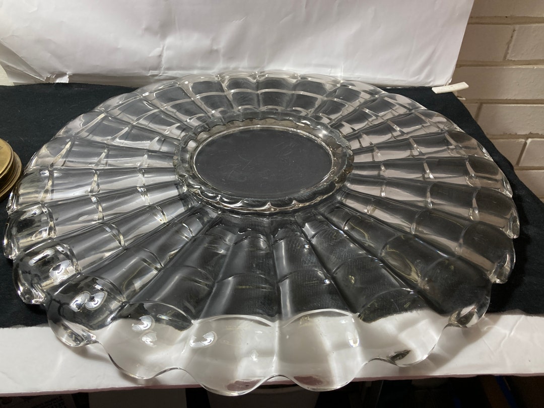22'' Cambridge Leaded Glass Punch Bowl Underplate Cascade Pattern RARE