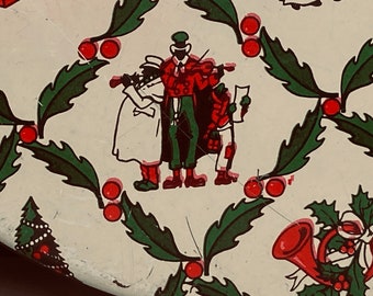 RARE Unmarked Christmas Cake Tin with Black Faced People on It !