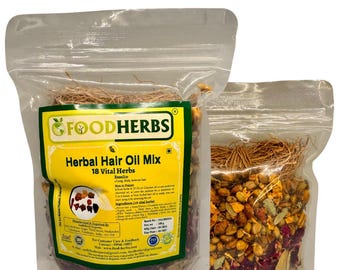 Ayurvedische kruidenhaaroliemix (18 vitale kruiden) voor lang, dik en glanzend haar