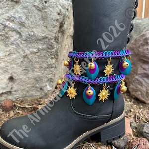 Sun Themed Handwoven Boot Chains (Sold in pairs)