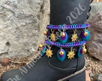 Sun Themed Handwoven Boot Chains (Sold in pairs)
