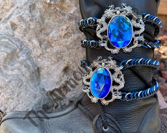 Blue Faceted Dragon Boot Chains