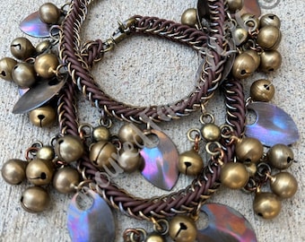 Torched Stainless Steel Boot Chains with Triple Bells (Pair)