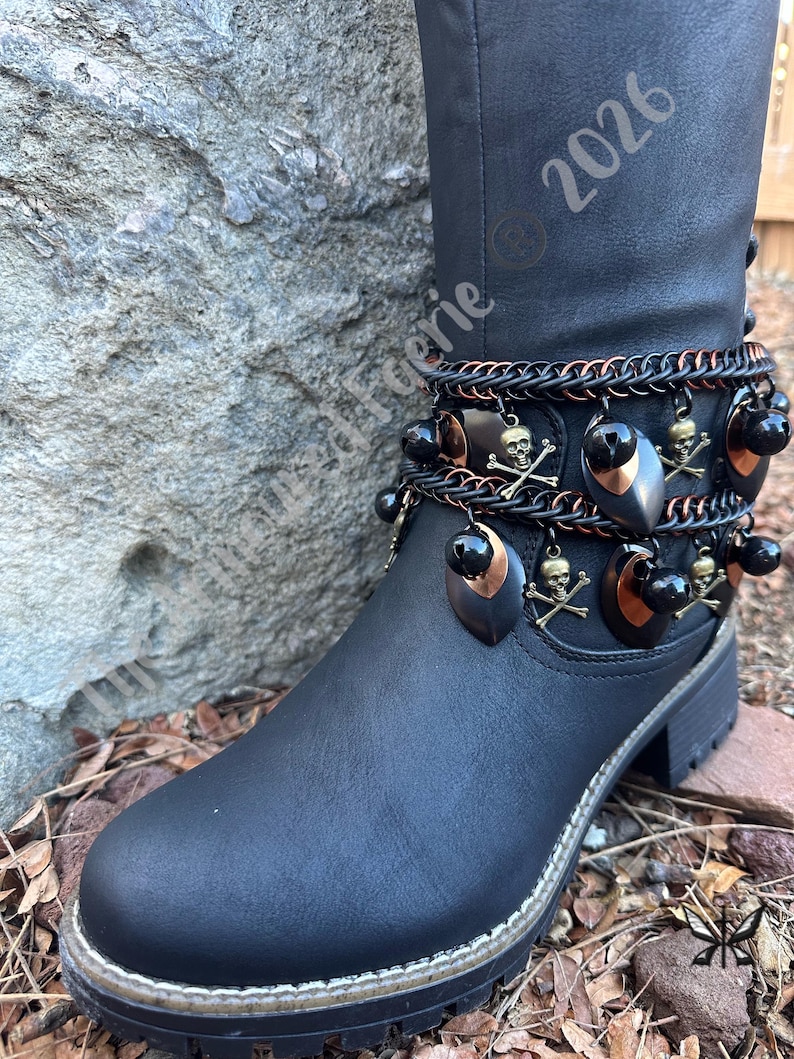 Pirate Themed Skull and Crossed Bones Handwoven Boot Chains (choose ...