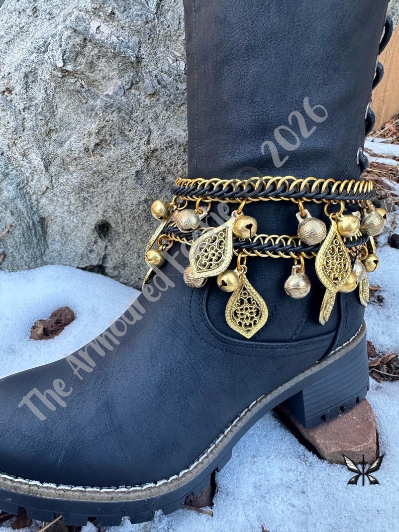 Black and Gold Handwoven Boot Chains With Upcycled Filigree Jewelry ...