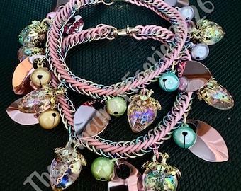 Iridescent Strawberries: Handwoven Boot Chains (Sold in pairs)