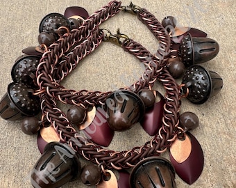 Handwoven Acorn Boot Chains: Copper Accents (Sold in pairs)