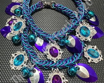 Purple and Blue Jewel Tones —Handwoven Boot Chains  (Sold in pairs)