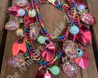 Rainbow Strawberries: Handwoven Boot Chains (Sold in pairs)