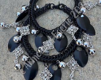 Basic Black with Stars: Handwoven Boot Chains (Sold in pairs)