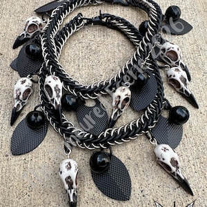 Bone Raven Boot Chains with Titanium Rings, Textured Scales (Sold in Pairs)