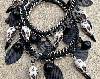 Bone Raven Boot Chains with Titanium Rings, Textured Scales (Sold in Pairs)
