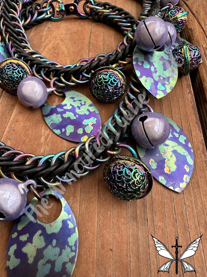 Midnight Ocean Handwoven Boot Chains With Titanium Rings & Scales (pair ...