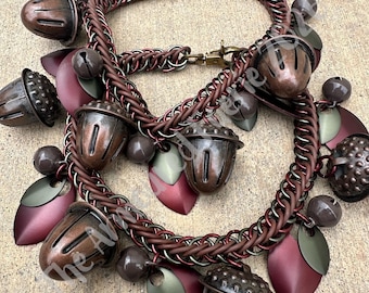 Handwoven Acorn Boot Chains: Brown/Green (Sold in pairs)