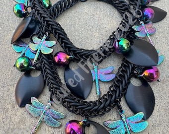 Dragonflies with Black Bands—Handwoven Boot Chains (Sold in pairs)