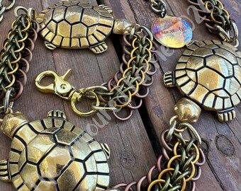 Turtle/Tortoise Belt with Upcycled Connectors and Handwoven Maille