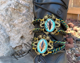 Golden Teal Dragon Boot Chains