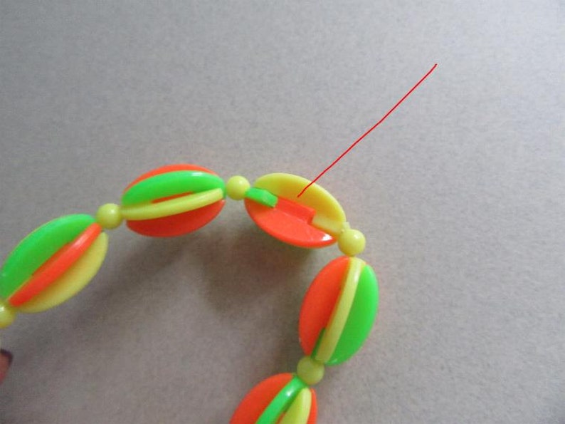 1960/'s Mod Necklace Neon 3D Beads Hong Kong Green Yellow Orange Vintage Costume Jewelry 60/'s Accessories MoonlightMartini