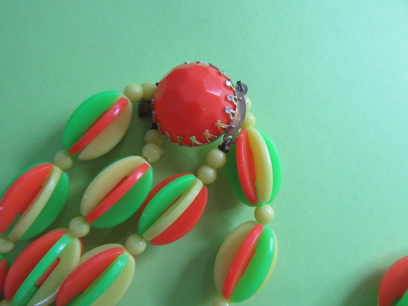 1960/'s Mod Necklace Neon 3D Beads Hong Kong Green Yellow Orange Vintage Costume Jewelry 60/'s Accessories MoonlightMartini