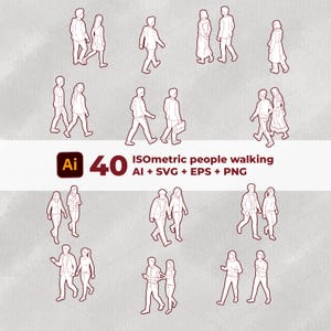 Isometric People Vector, Architectural Figures, for Architectural diagram (AI, EPS, SVG, Png)