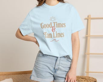 T-shirt Good Times & Tan Lines | Zomerzon strand typografie