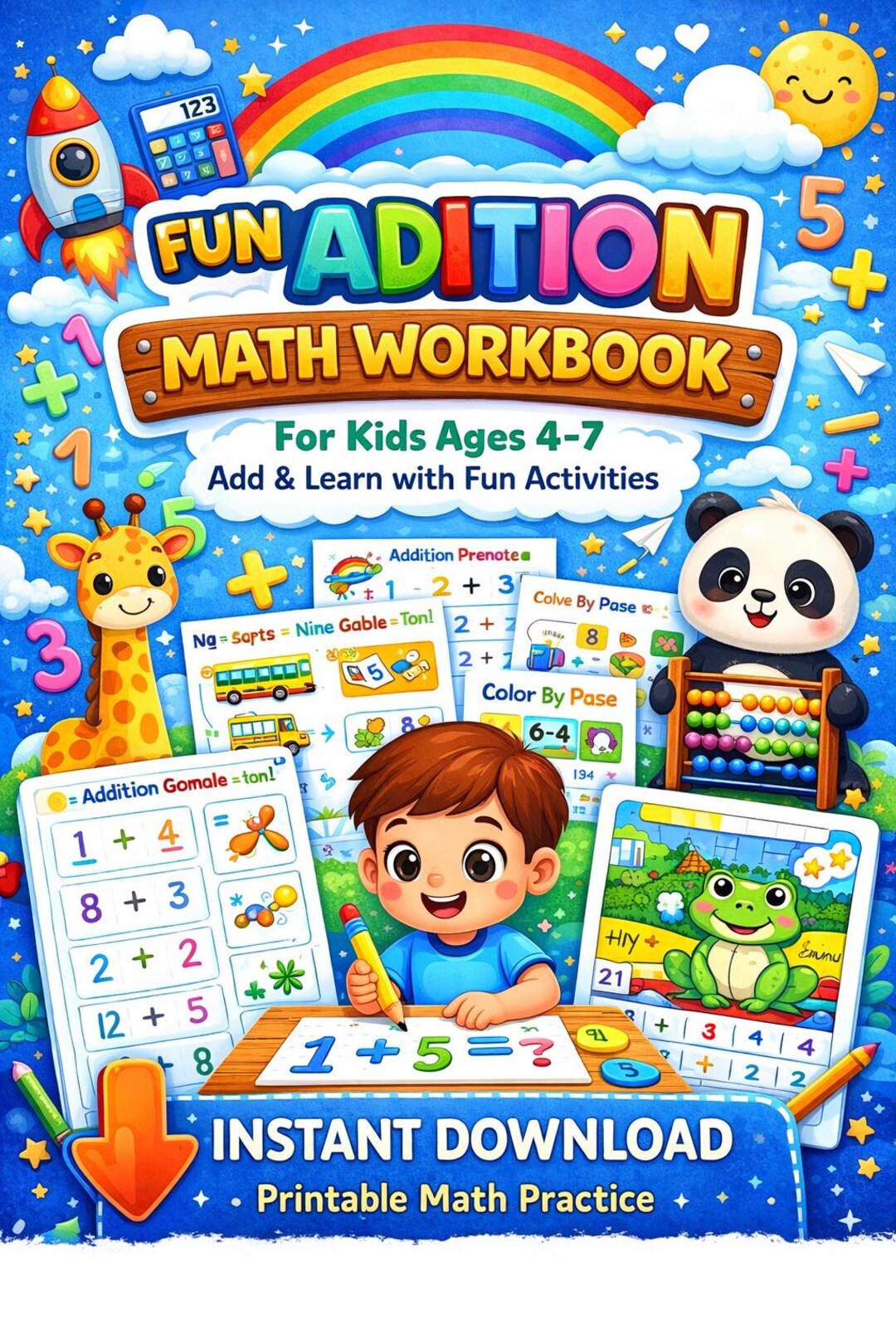 Fun Addition Math Workbook – 131 Printable Worksheets, Ages 4-7 ...
