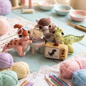 Cinema Dinosaurs Amigurumi Bundle | Bruno Ginny Oliver | 3 Patterns + Bonuses