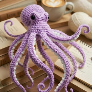 Patron au crochet pieuvre géante PDF | Peluche amigurumi géante, tentacules à pompons sans couture, créature océanique facile, décoration d'intérieur au crochet